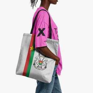 Burkina Faso Striped Tote Bag African Mud Cloth Pattern - White