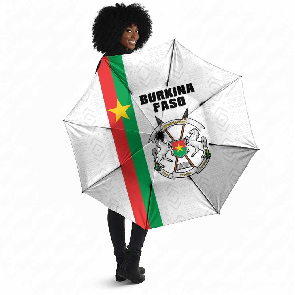 Burkina Faso Striped Umbrella African Mud Cloth Pattern - White