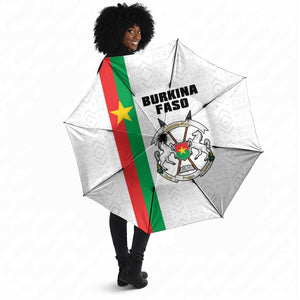Burkina Faso Striped Umbrella African Mud Cloth Pattern - White