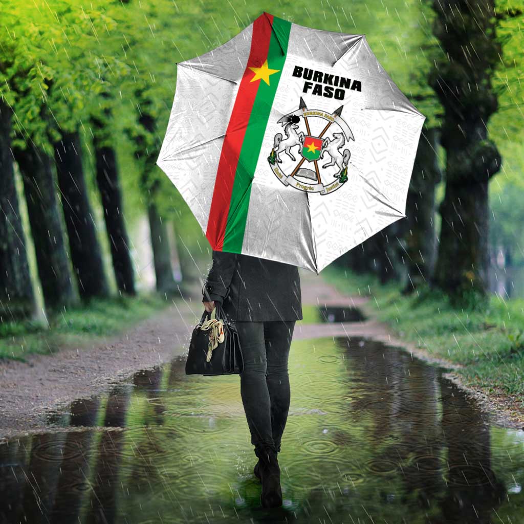 Burkina Faso Striped Umbrella African Mud Cloth Pattern - White