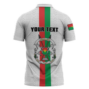 Personalized Burkina Faso Striped Zipper Polo Shirt African Mud Cloth Pattern - White