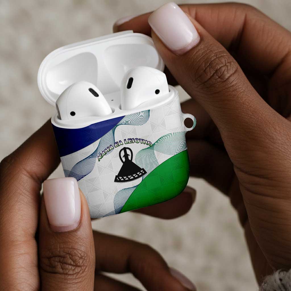 Lesotho AirPods Case Coat Of Arms With Kente Pattern