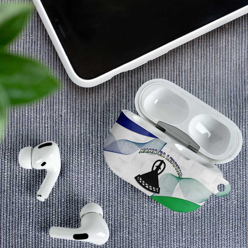Lesotho AirPods Case Coat Of Arms With Kente Pattern