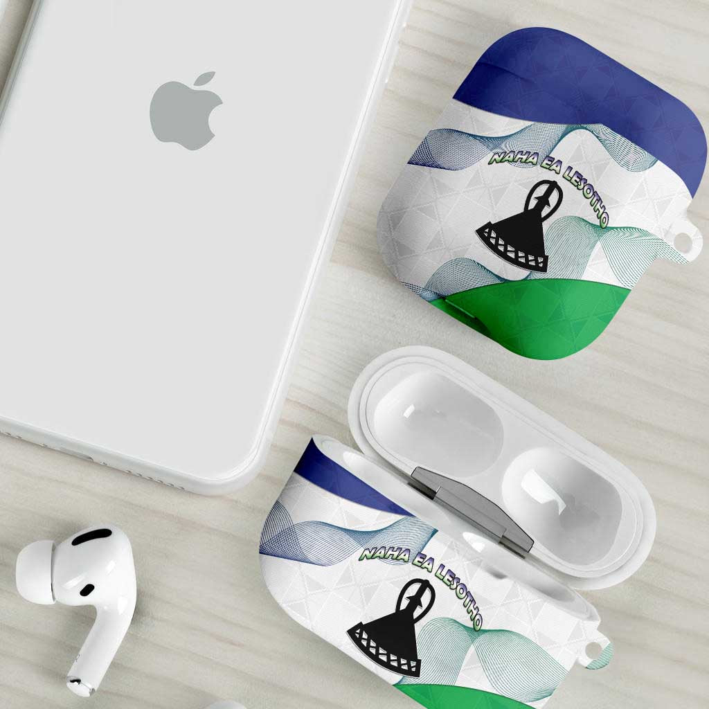 Lesotho AirPods Case Coat Of Arms With Kente Pattern