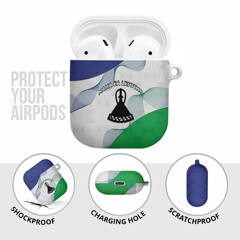 Lesotho AirPods Case Coat Of Arms With Kente Pattern
