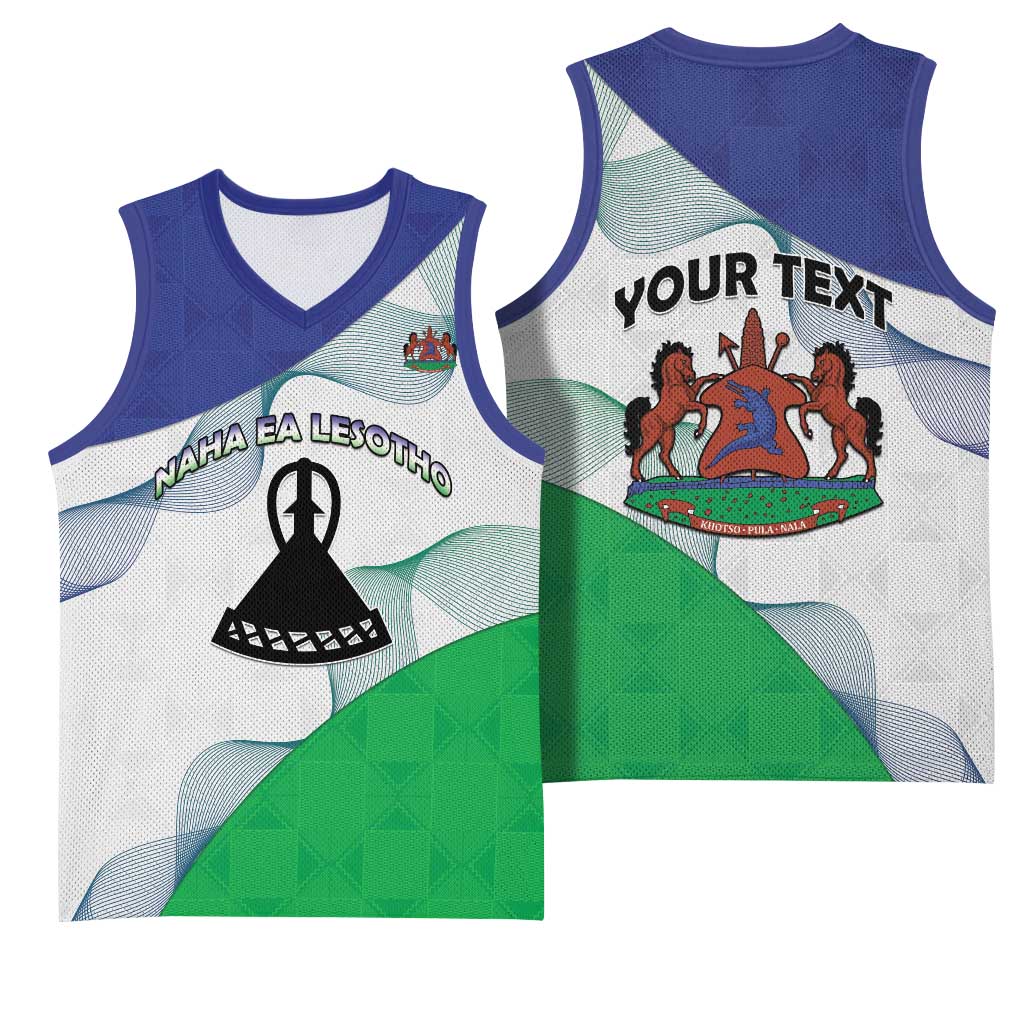 Personalized Naha ea Lesotho Basketball Jersey Coat Of Arms With Kente Pattern LT15