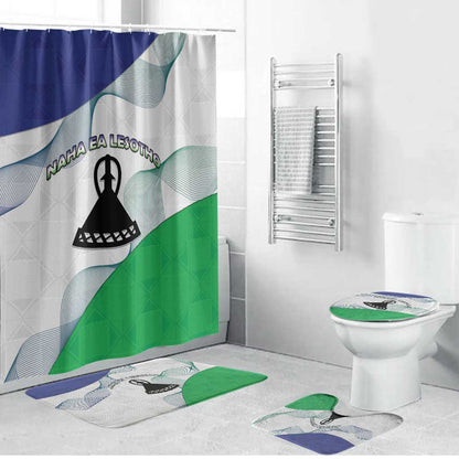 Lesotho Bathroom Set Coat Of Arms With Kente Pattern