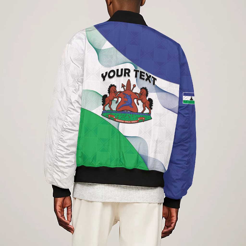 Personalized Naha ea Lesotho Bomber Jacket Coat Of Arms With Kente Pattern - African Pride
