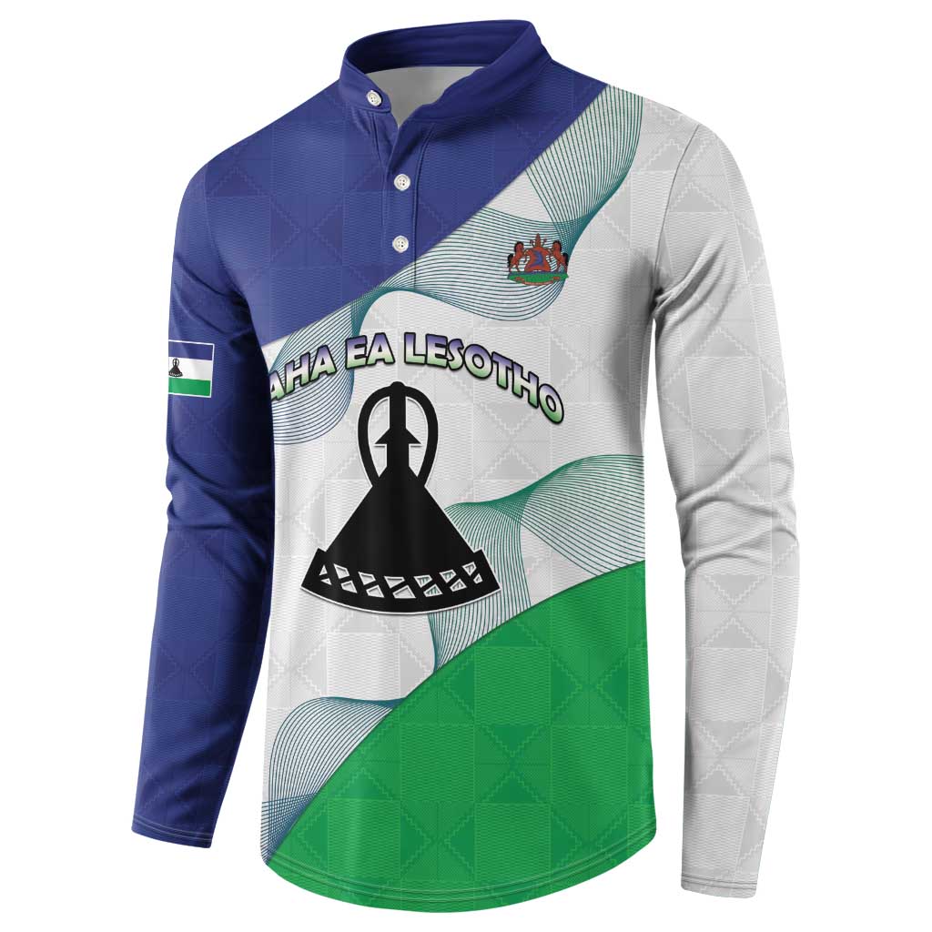Personalized Lesotho Button Sweatshirt Coat Of Arms With Kente Pattern