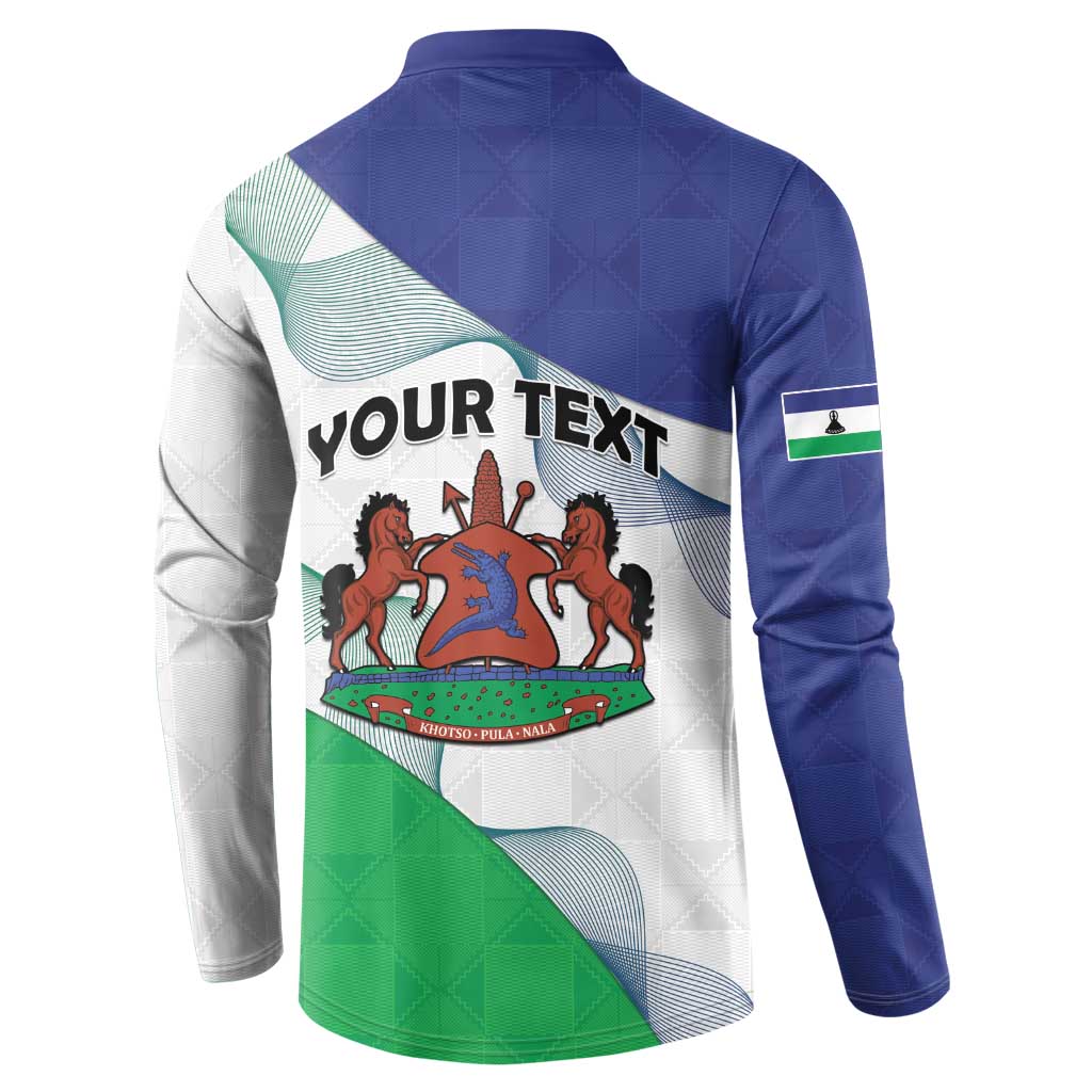 Personalized Lesotho Button Sweatshirt Coat Of Arms With Kente Pattern