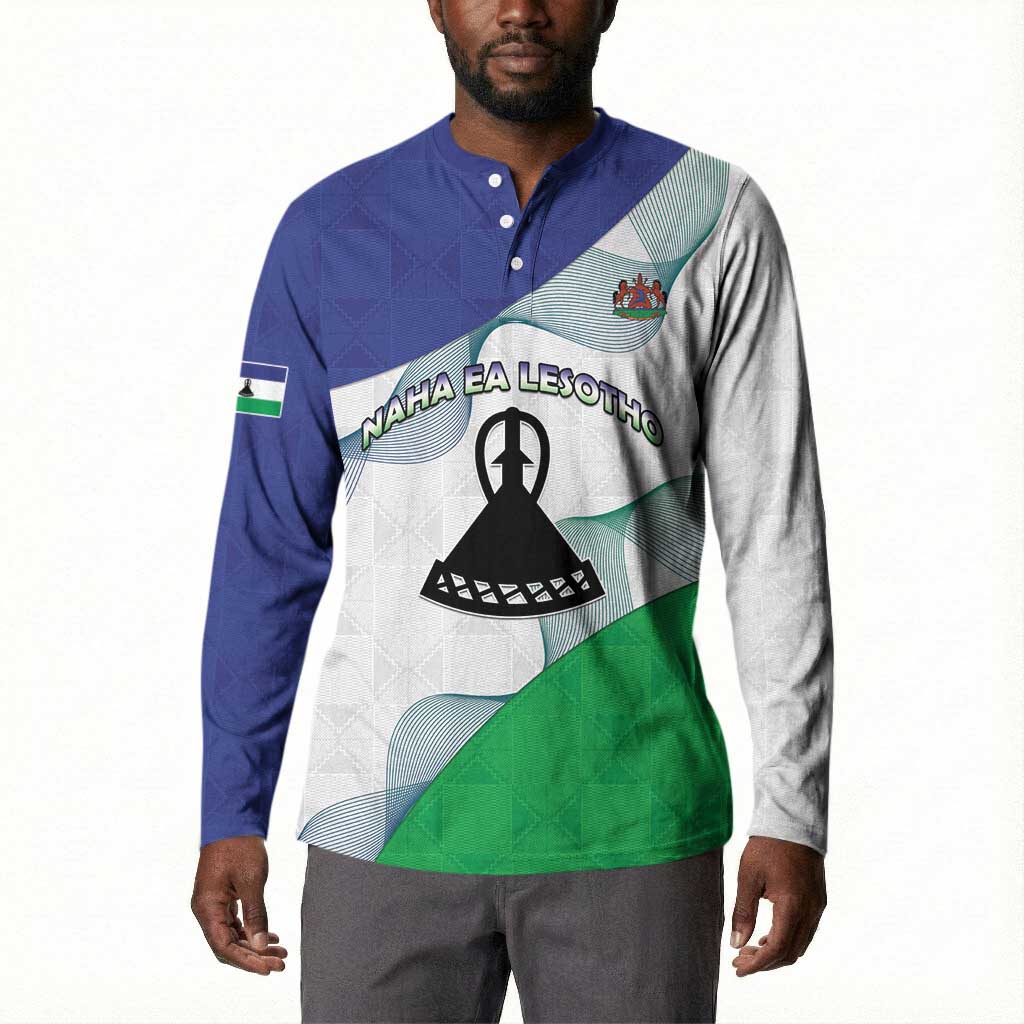 Personalized Lesotho Button Sweatshirt Coat Of Arms With Kente Pattern