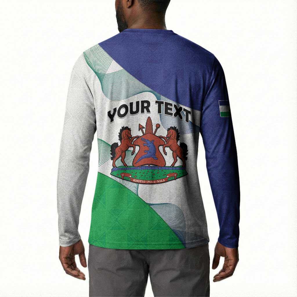Personalized Lesotho Button Sweatshirt Coat Of Arms With Kente Pattern
