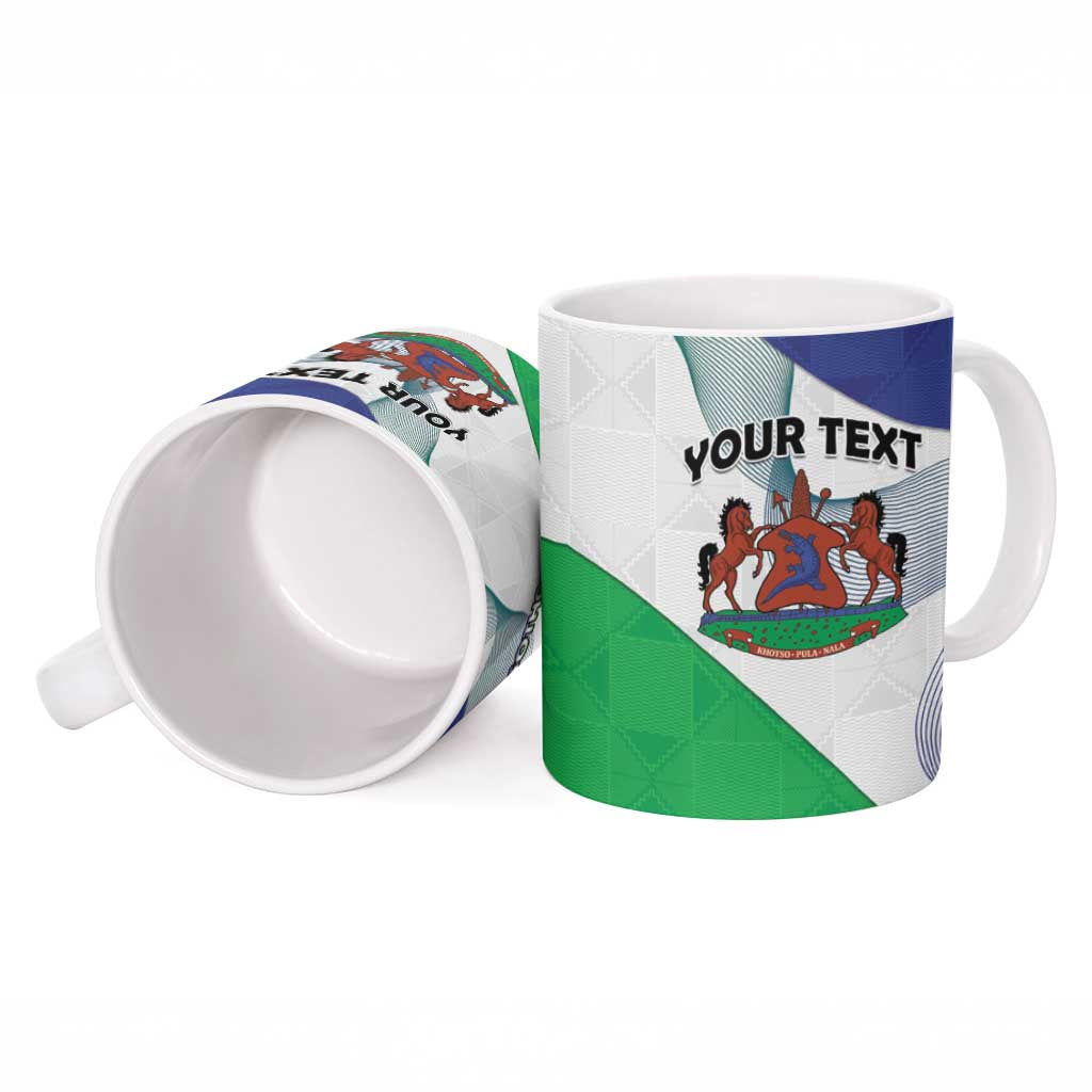 Personalized Lesotho Ceramic Mug Coat Of Arms With Kente Pattern