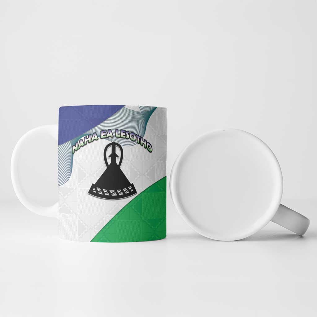 Personalized Lesotho Ceramic Mug Coat Of Arms With Kente Pattern