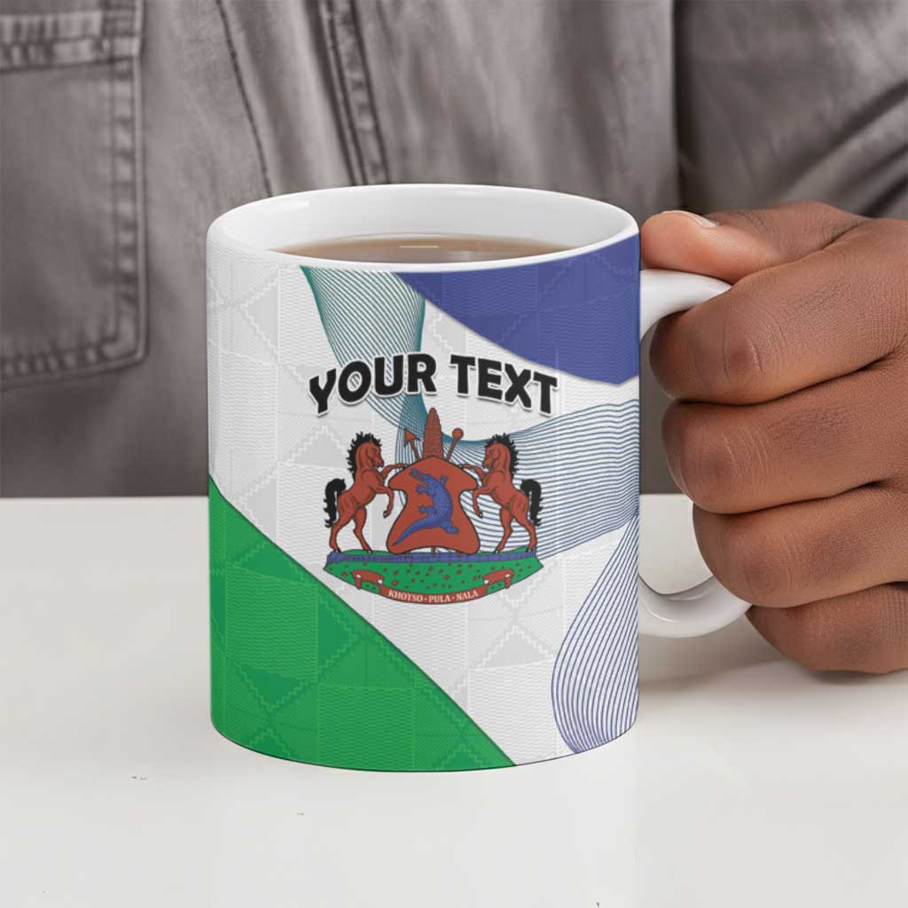Personalized Lesotho Ceramic Mug Coat Of Arms With Kente Pattern