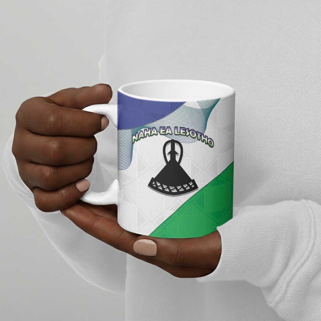 Personalized Lesotho Ceramic Mug Coat Of Arms With Kente Pattern