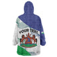 Personalized Naha ea Lesotho Kid Wearable Blanket Hoodie Coat Of Arms With Kente Pattern - African Pride