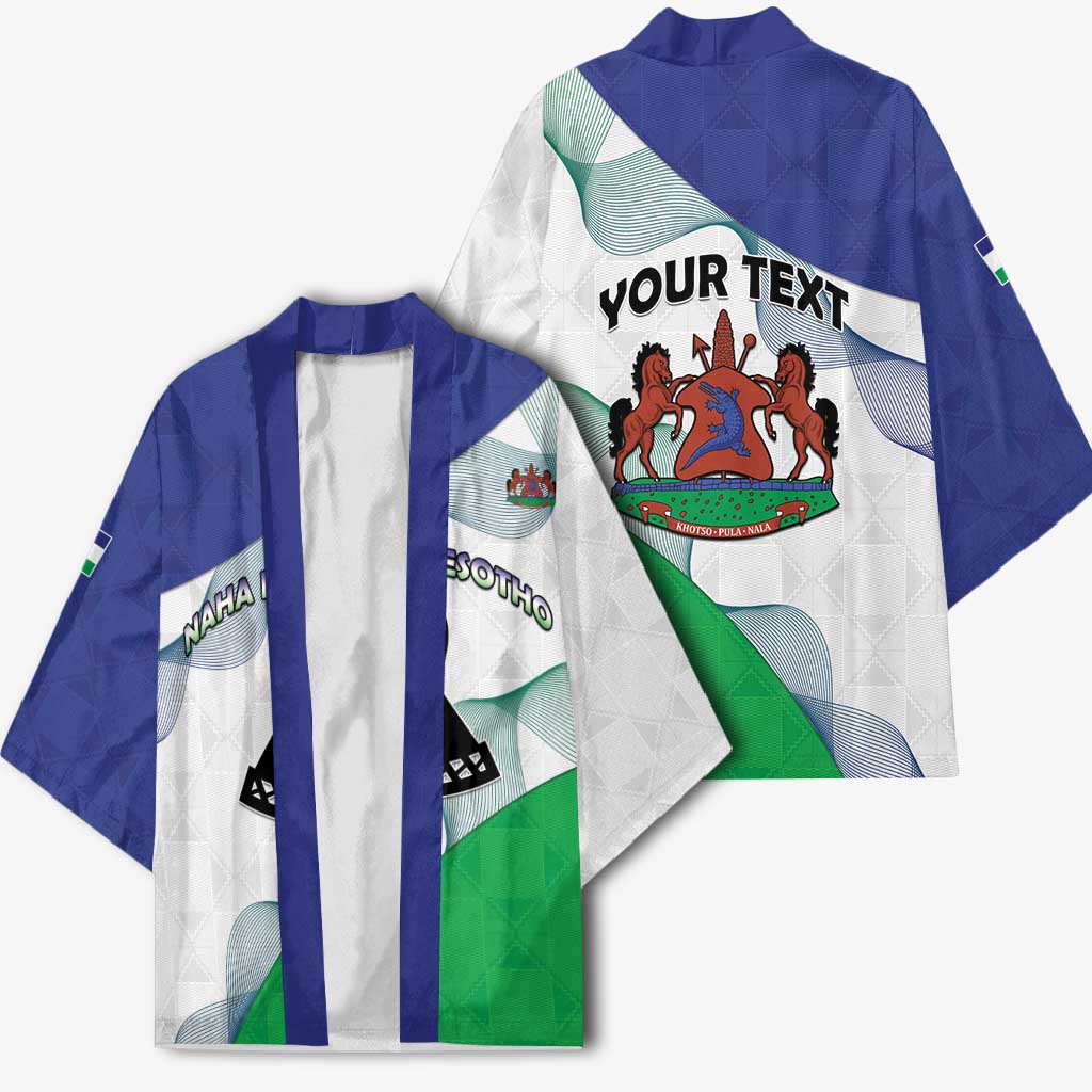 Personalized Lesotho Kimono Coat Of Arms With Kente Pattern