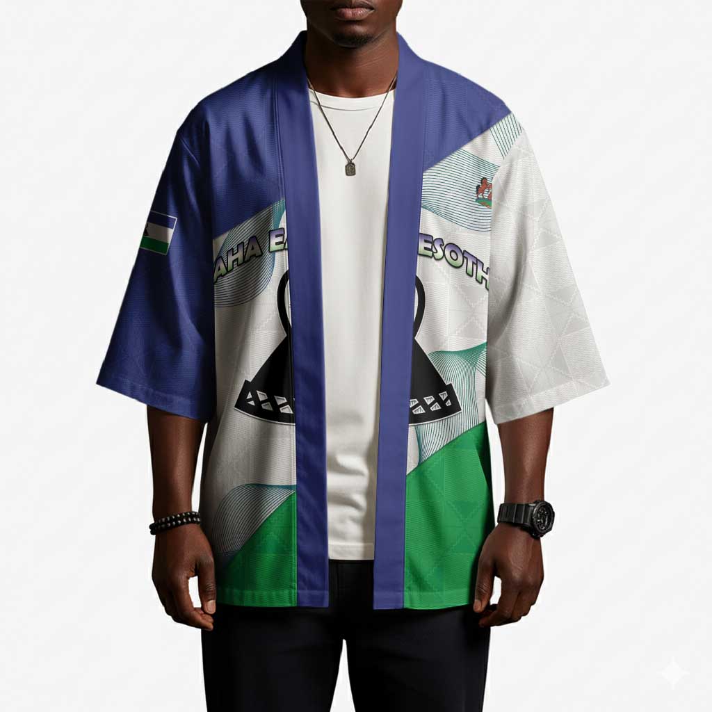 Personalized Lesotho Kimono Coat Of Arms With Kente Pattern