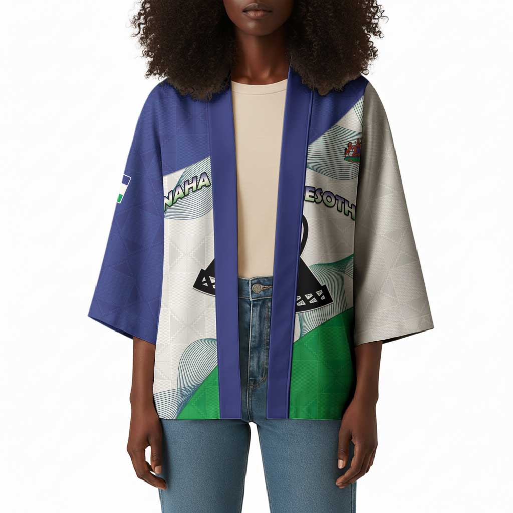 Personalized Lesotho Kimono Coat Of Arms With Kente Pattern
