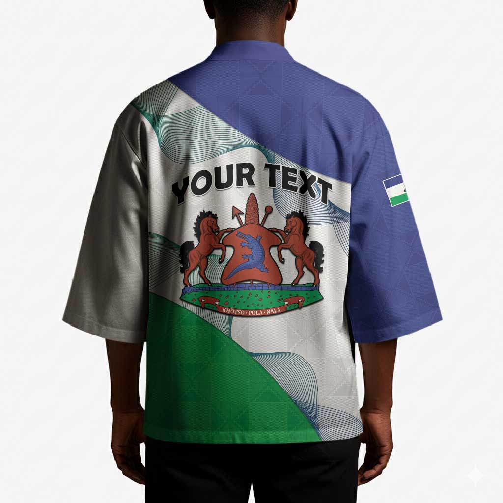 Personalized Lesotho Kimono Coat Of Arms With Kente Pattern