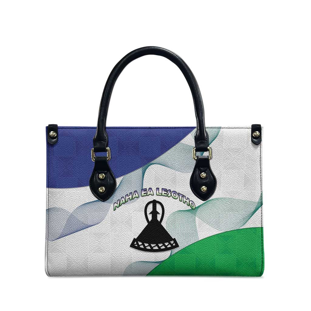 Lesotho Leather Bag Coat Of Arms With Kente Pattern