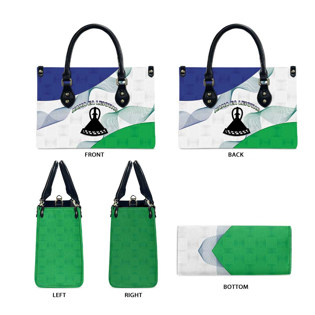Lesotho Leather Bag Coat Of Arms With Kente Pattern