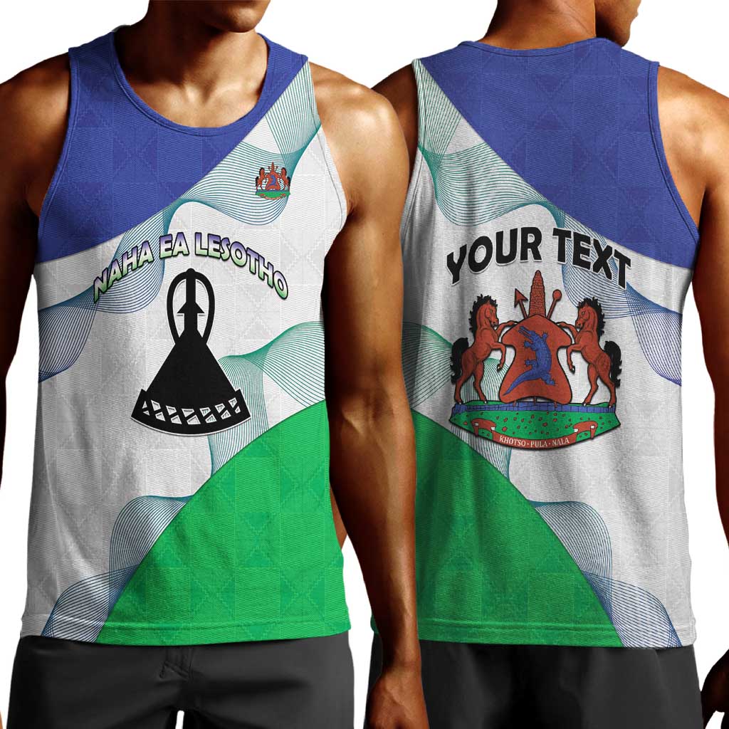 Personalized Naha ea Lesotho Men Tank Top Coat Of Arms With Kente Pattern - African Pride