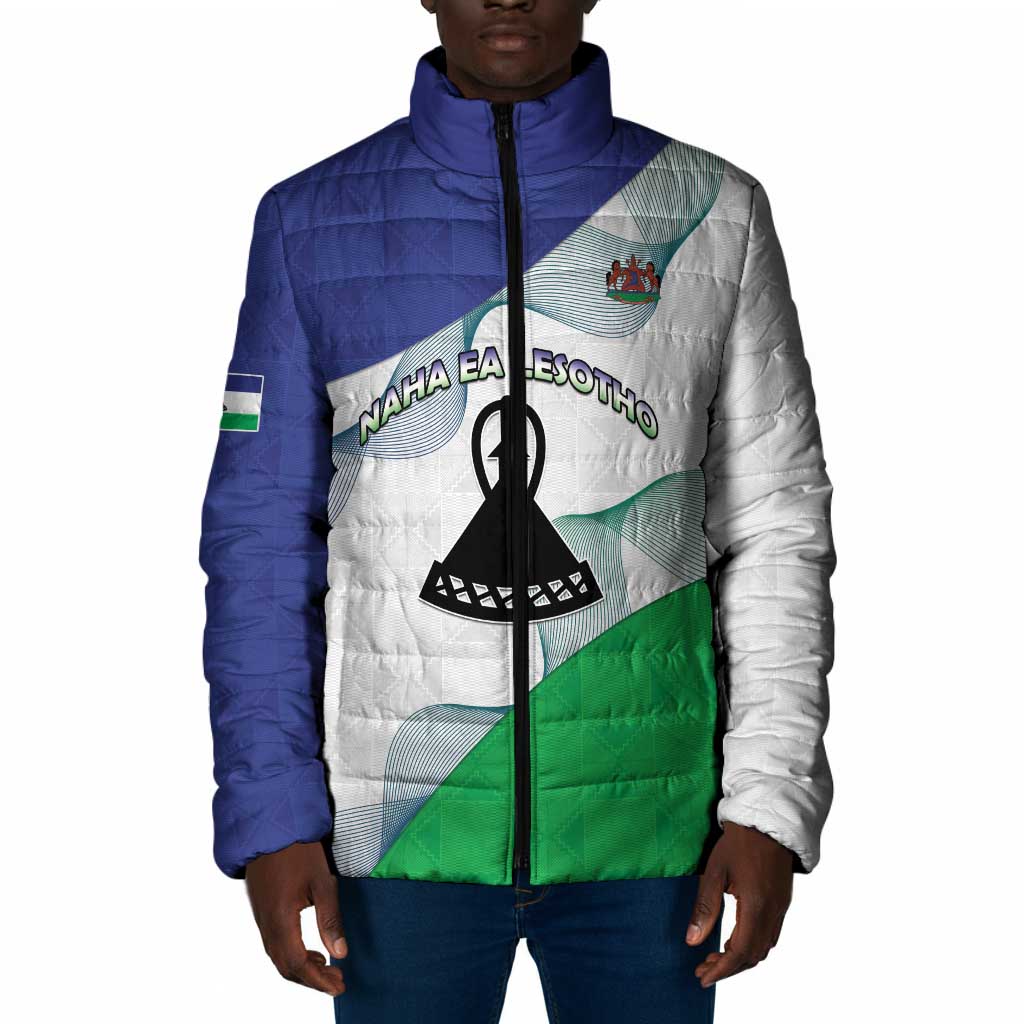 Personalized Lesotho Padded Jacket Coat Of Arms With Kente Pattern