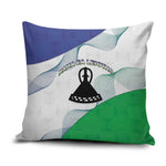 Lesotho Pillow Cover Coat Of Arms With Kente Pattern