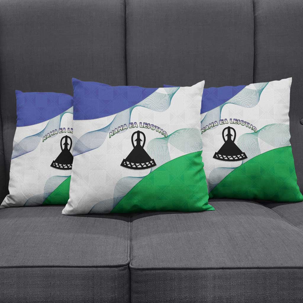 Lesotho Pillow Cover Coat Of Arms With Kente Pattern