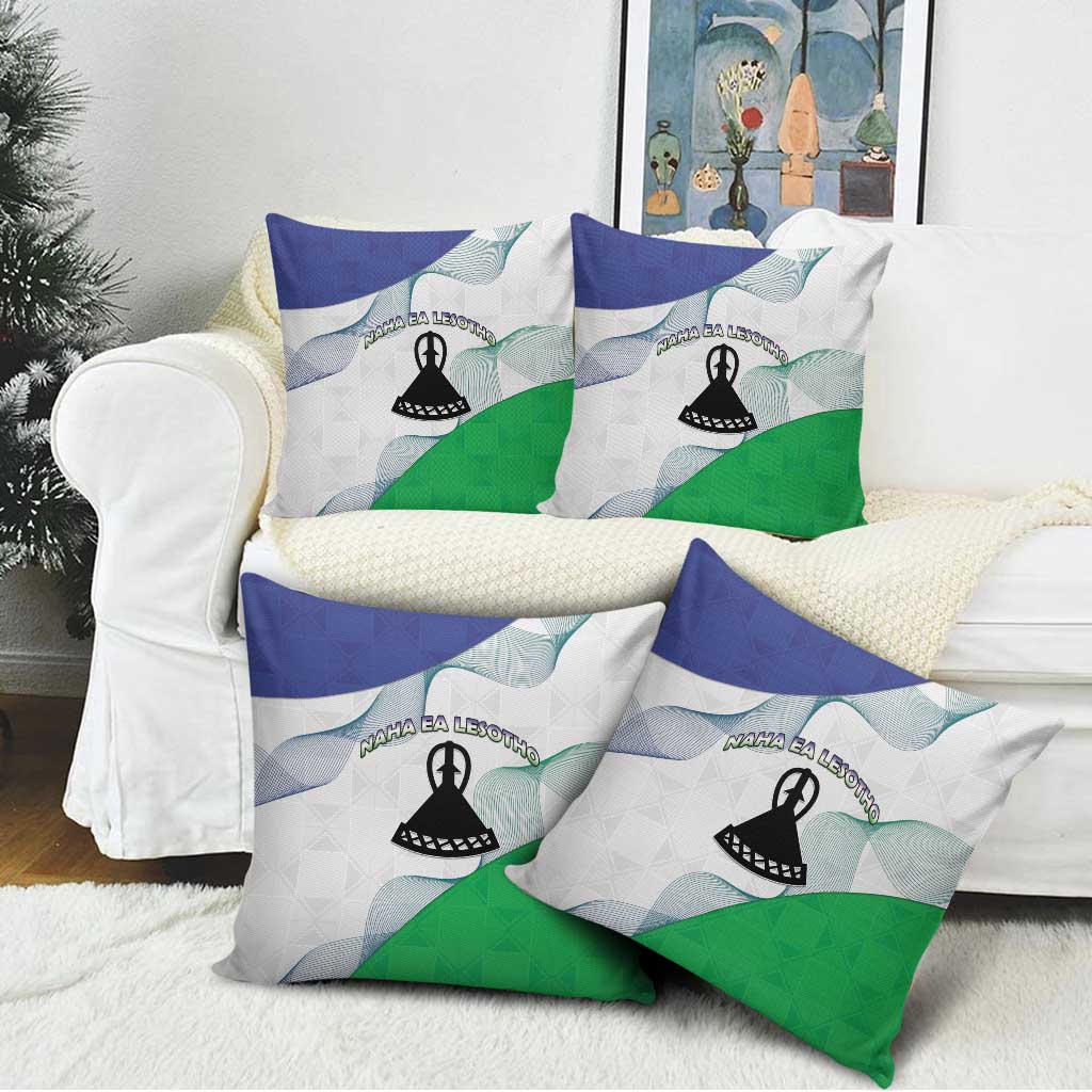 Lesotho Pillow Cover Coat Of Arms With Kente Pattern