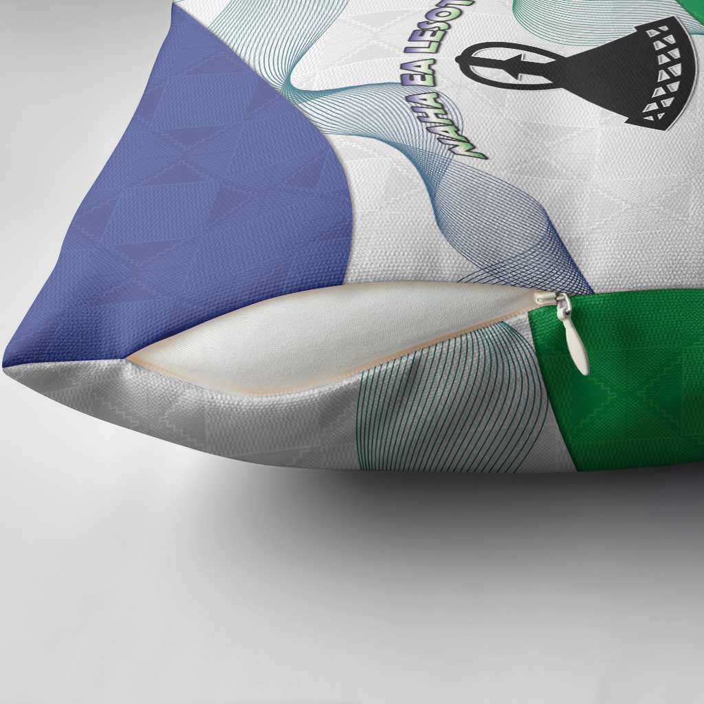 Lesotho Pillow Cover Coat Of Arms With Kente Pattern