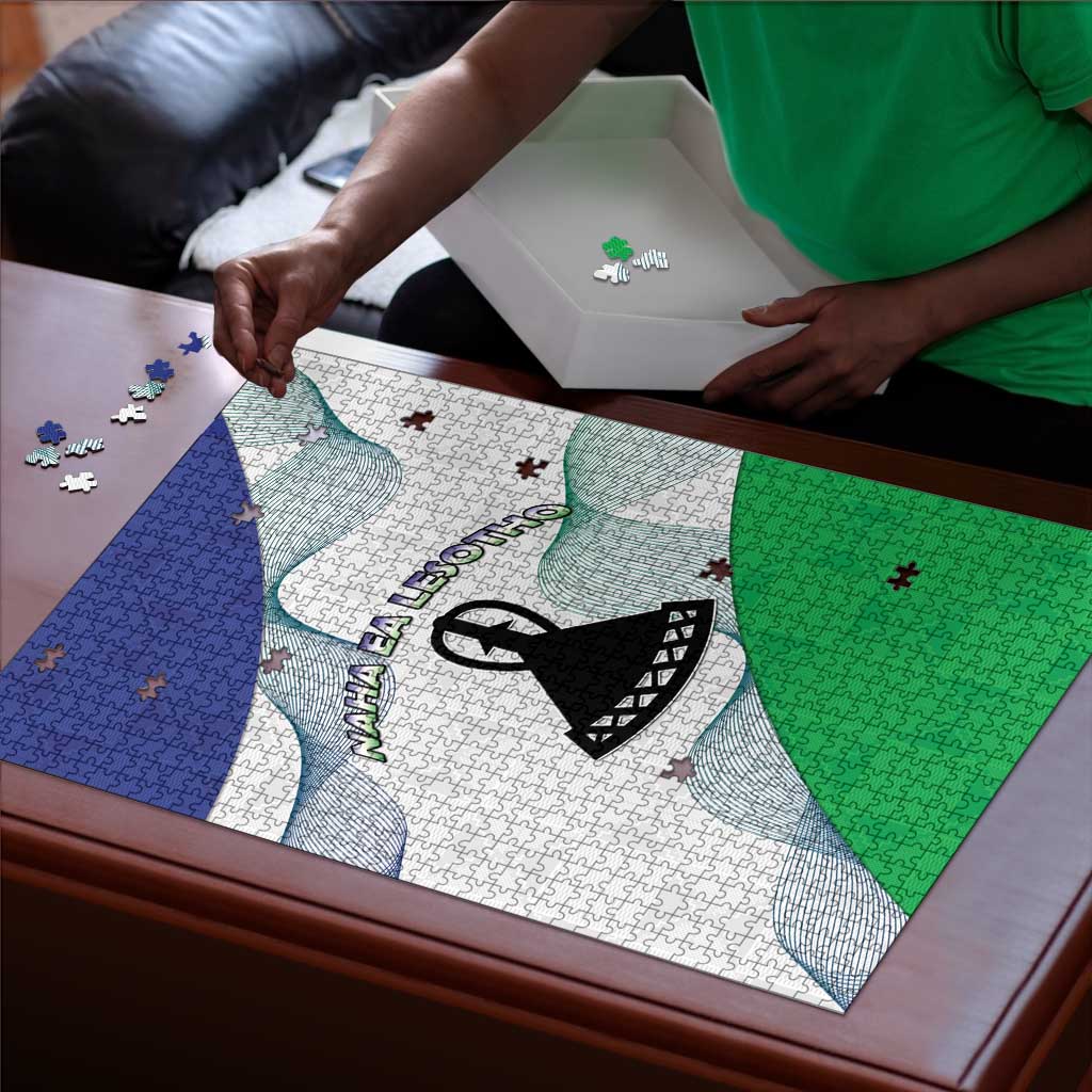 Lesotho Puzzle Coat Of Arms With Kente Pattern