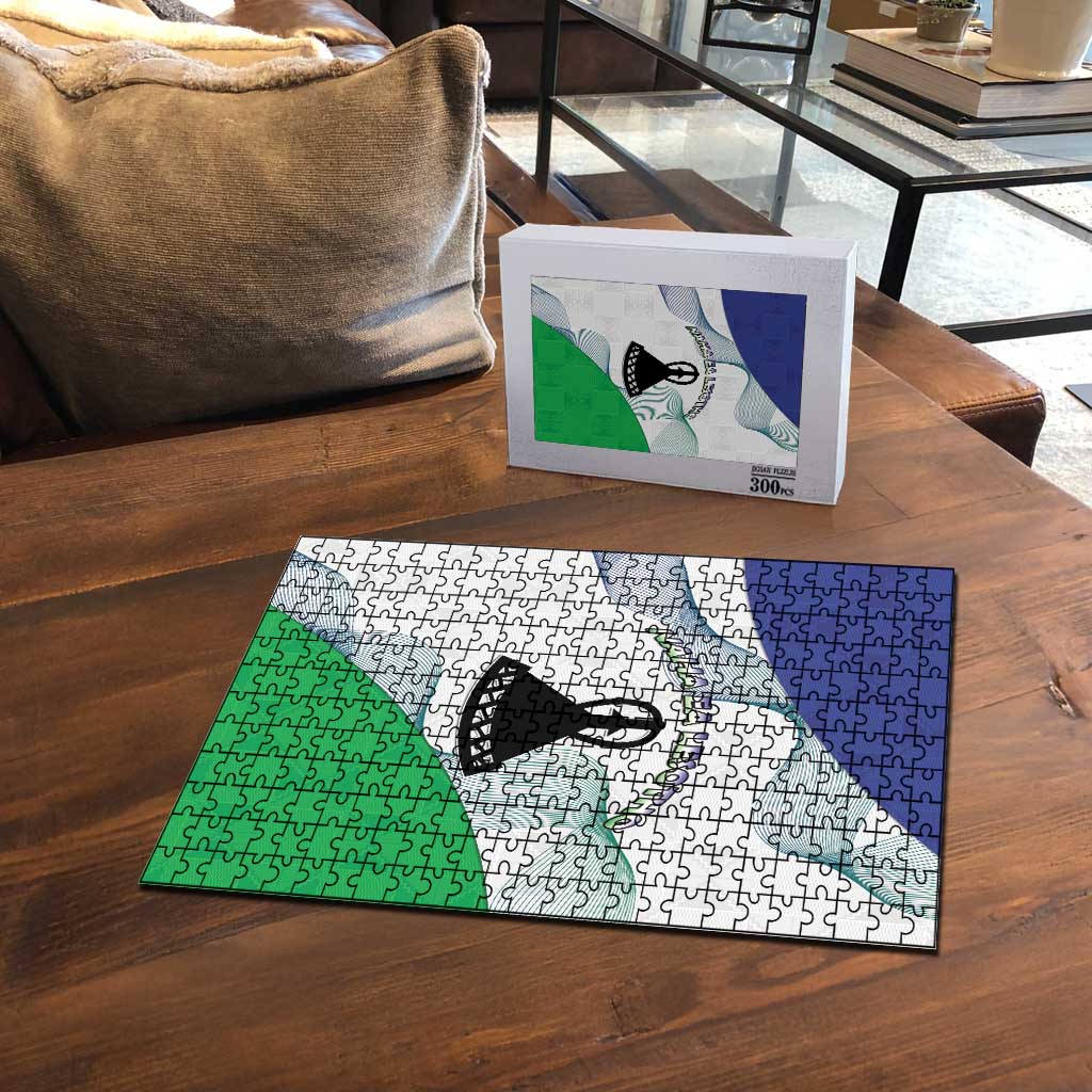 Lesotho Puzzle Coat Of Arms With Kente Pattern