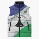 Personalized Lesotho Sleeveless Puffer Jacket Coat Of Arms With Kente Pattern