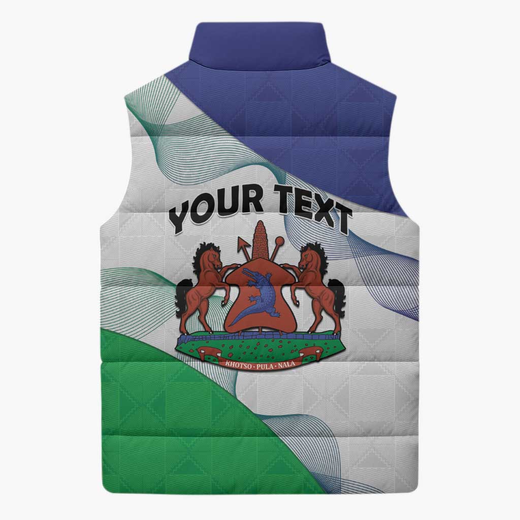 Personalized Lesotho Sleeveless Puffer Jacket Coat Of Arms With Kente Pattern