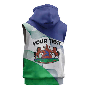 Personalized Naha ea Lesotho Sleeveless Zip Hoodie Coat Of Arms With Kente Pattern - African Pride