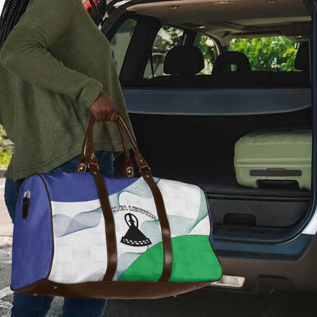Lesotho Travel Bag Coat Of Arms With Kente Pattern