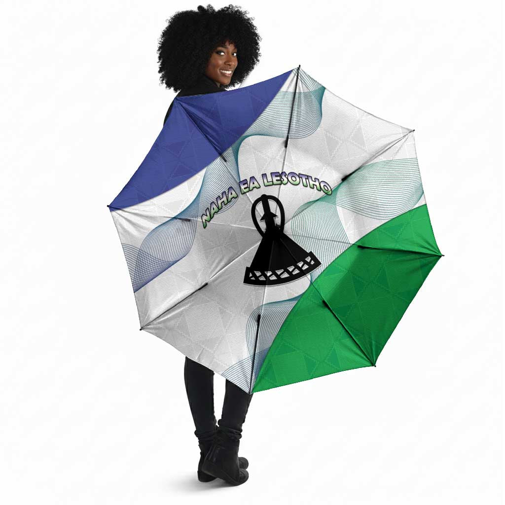 Lesotho Umbrella Coat Of Arms With Kente Pattern