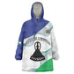 Personalized Naha ea Lesotho Wearable Blanket Hoodie Coat Of Arms With Kente Pattern - African Pride