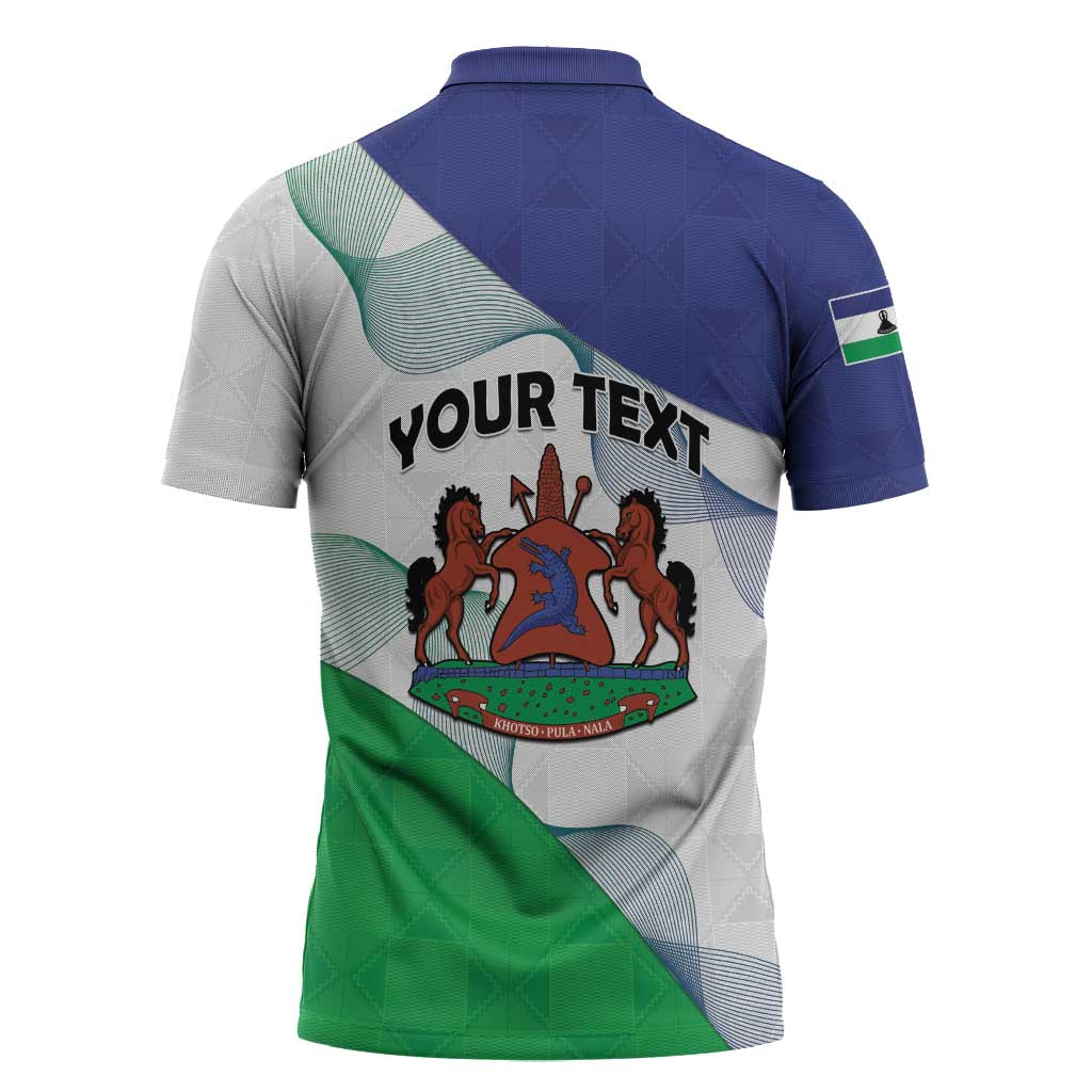 Personalized Lesotho Zipper Polo Shirt Coat Of Arms With Kente Pattern