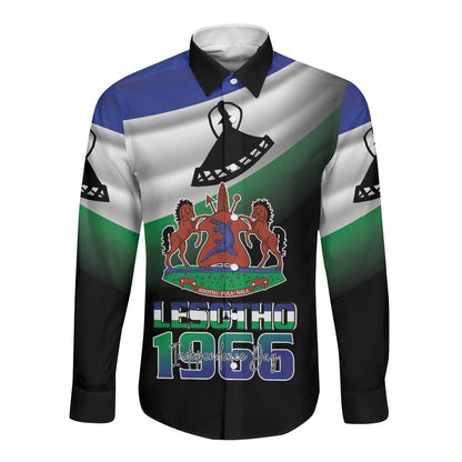 Happy Lesotho Independence Day Long Sleeve Button Shirt Khotso Pula Nala - African Pride