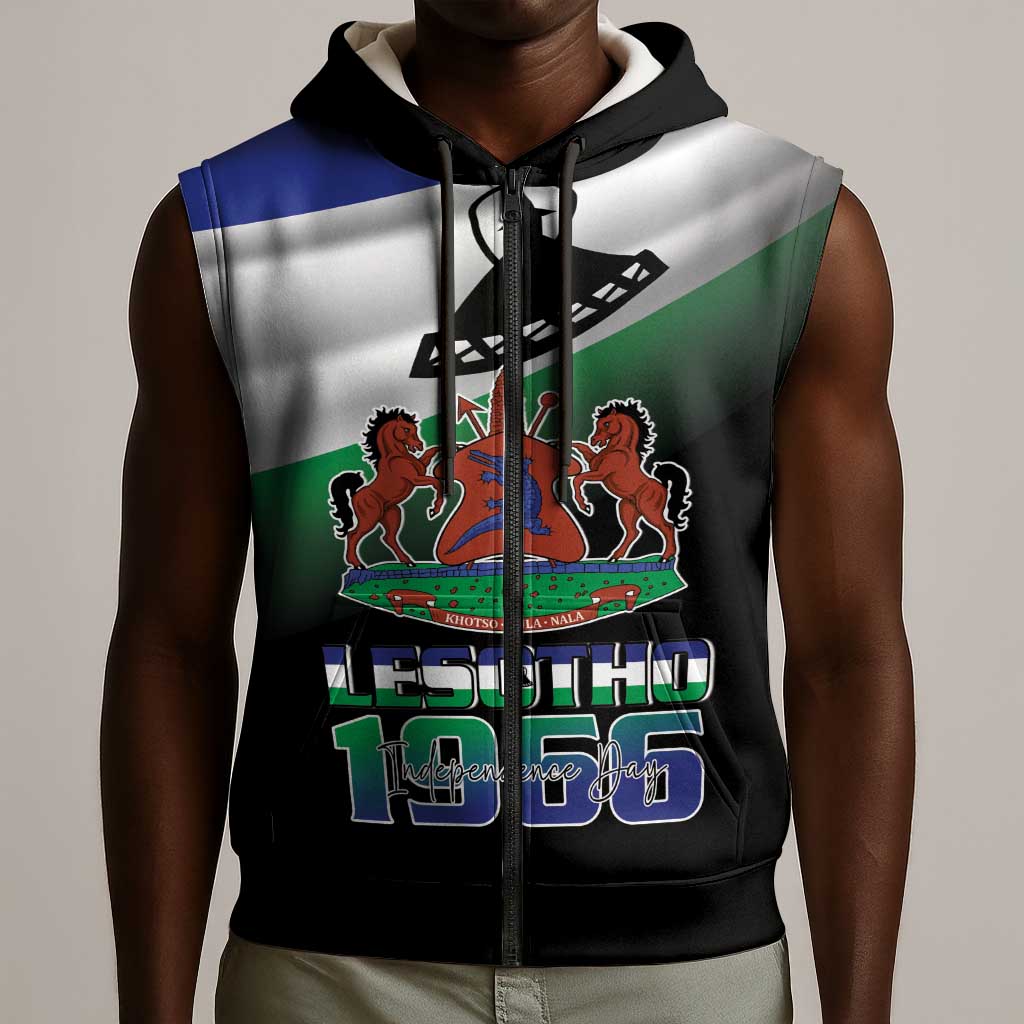 Happy Lesotho Independence Day Sleeveless Zip Hoodie Khotso Pula Nala - African Pride