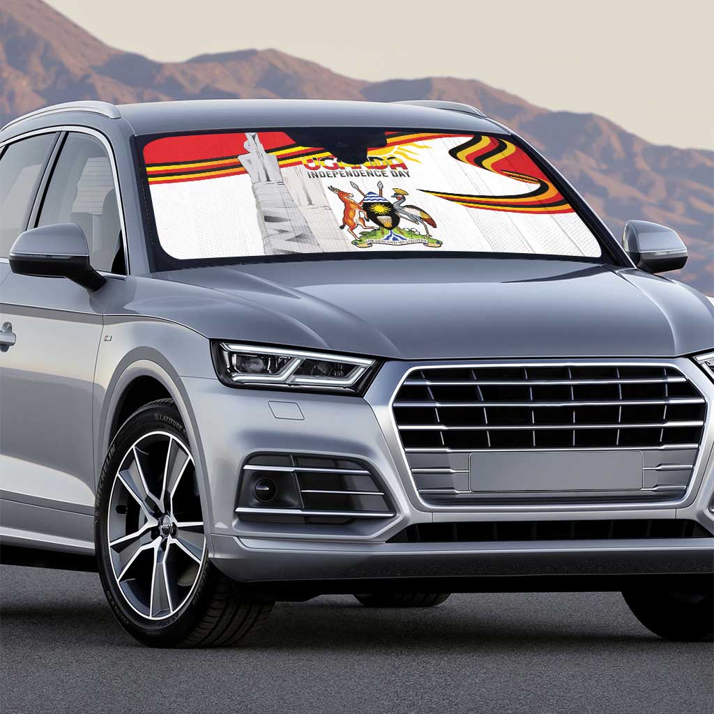 Uganda Independence Day Auto Sun Shade Independence Monument - Coat Of Arms