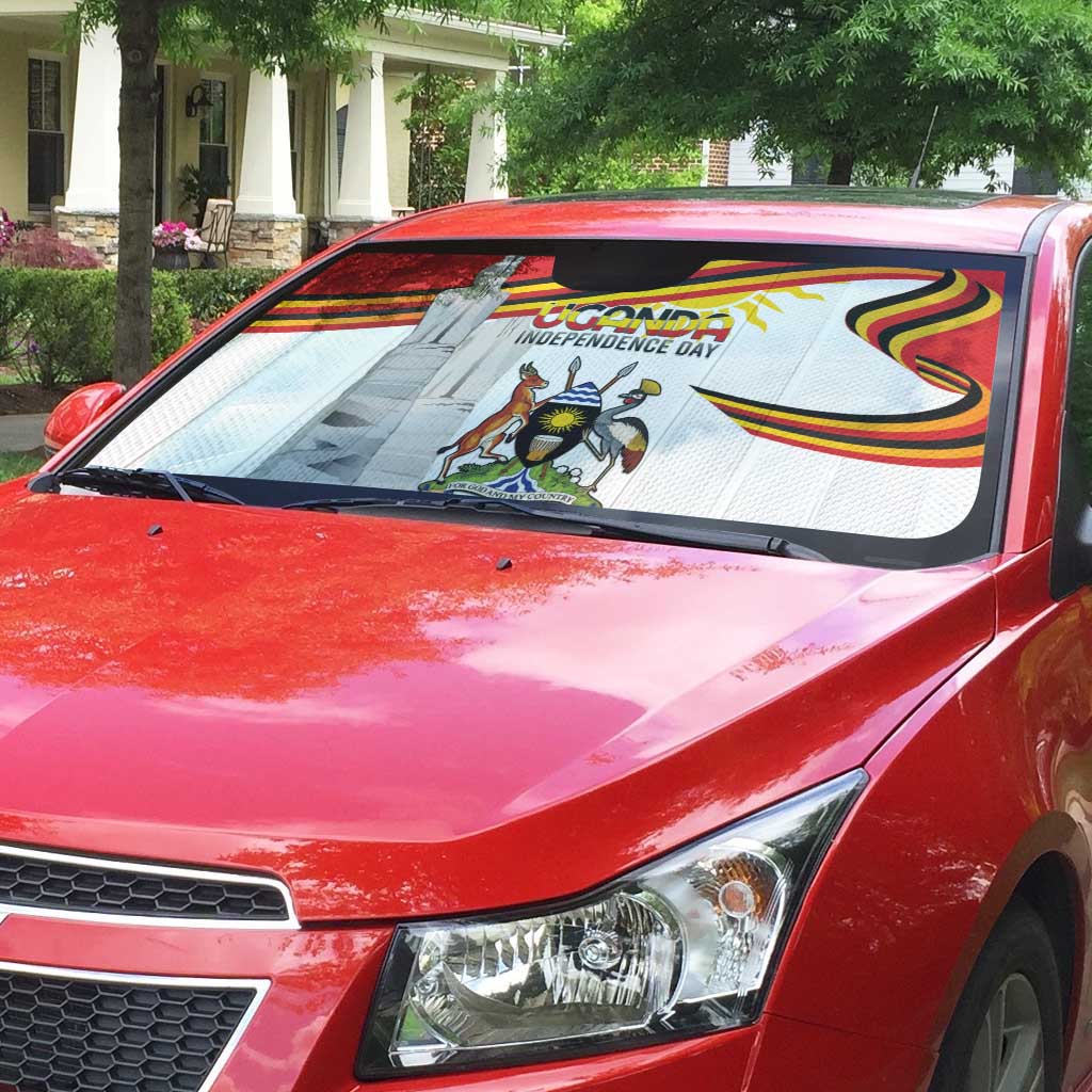 Uganda Independence Day Auto Sun Shade Independence Monument - Coat Of Arms
