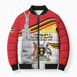Personalized Uganda Independence Day Bomber Puffer Jacket Independence Monument - Coat Of Arms
