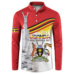 Personalized Uganda Independence Day Button Sweatshirt Independence Monument - Coat Of Arms
