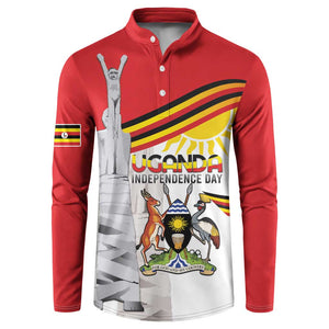 Personalized Uganda Independence Day Button Sweatshirt Independence Monument - Coat Of Arms