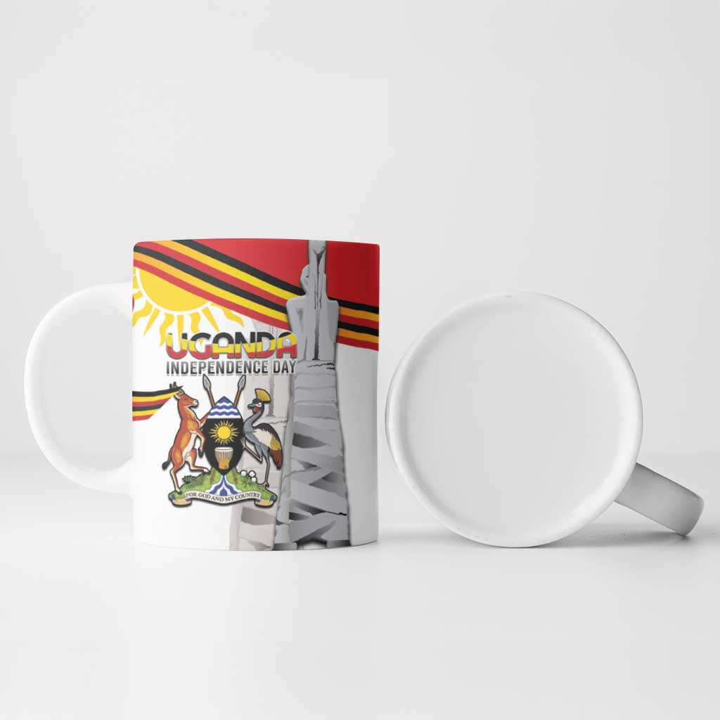 Personalized Uganda Independence Day Ceramic Mug Independence Monument - Coat Of Arms